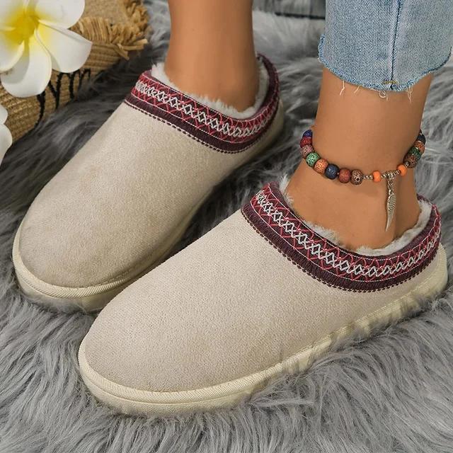 Home Women's Slippers with Plush Indoor Insulation Plush Slippers, Anti Slip Thick Bottom Cotton Slippers