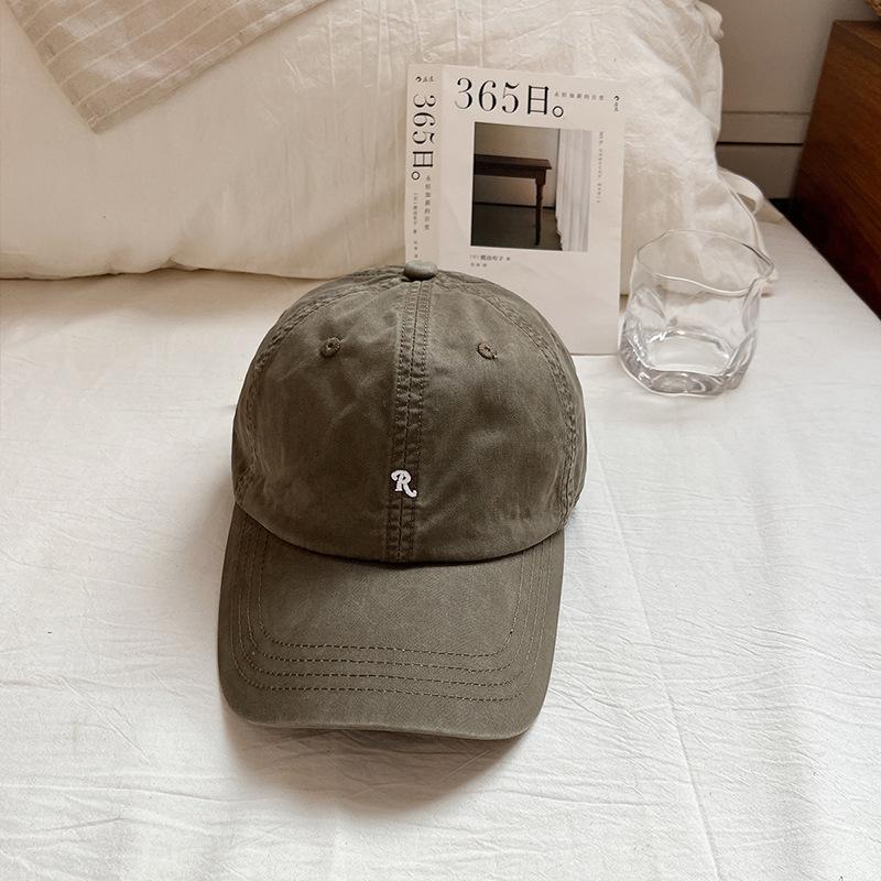 Baseball hat spring and summer new simple letter embroidery cap high sense versatile big head circumference baseball cap