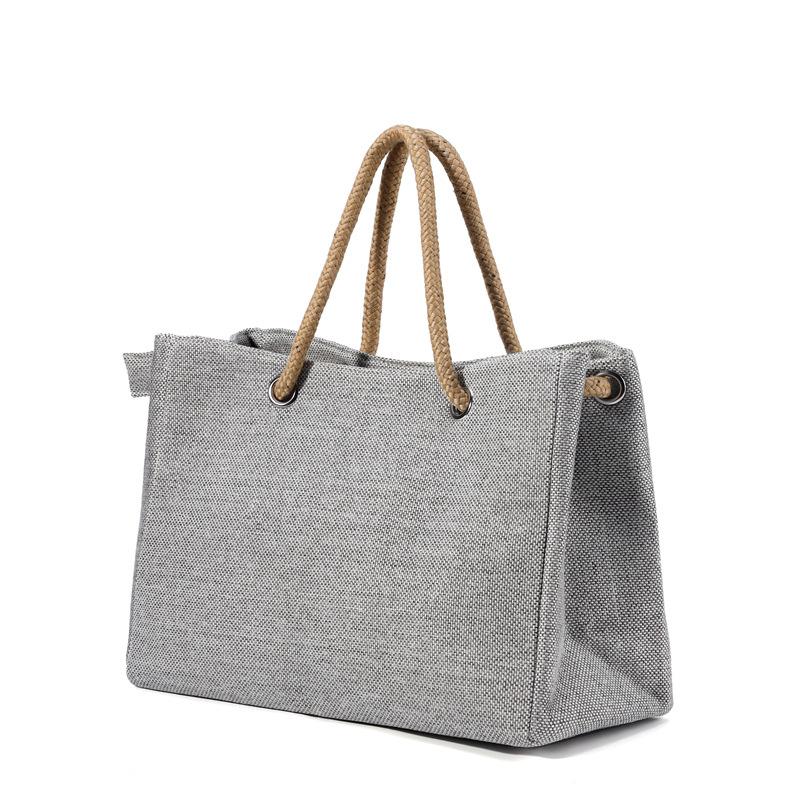 Hot-selling Women's Bags New Linen Shoulder Bags Large Capacity Solid Color Fashion Casual Portable Tote Bags