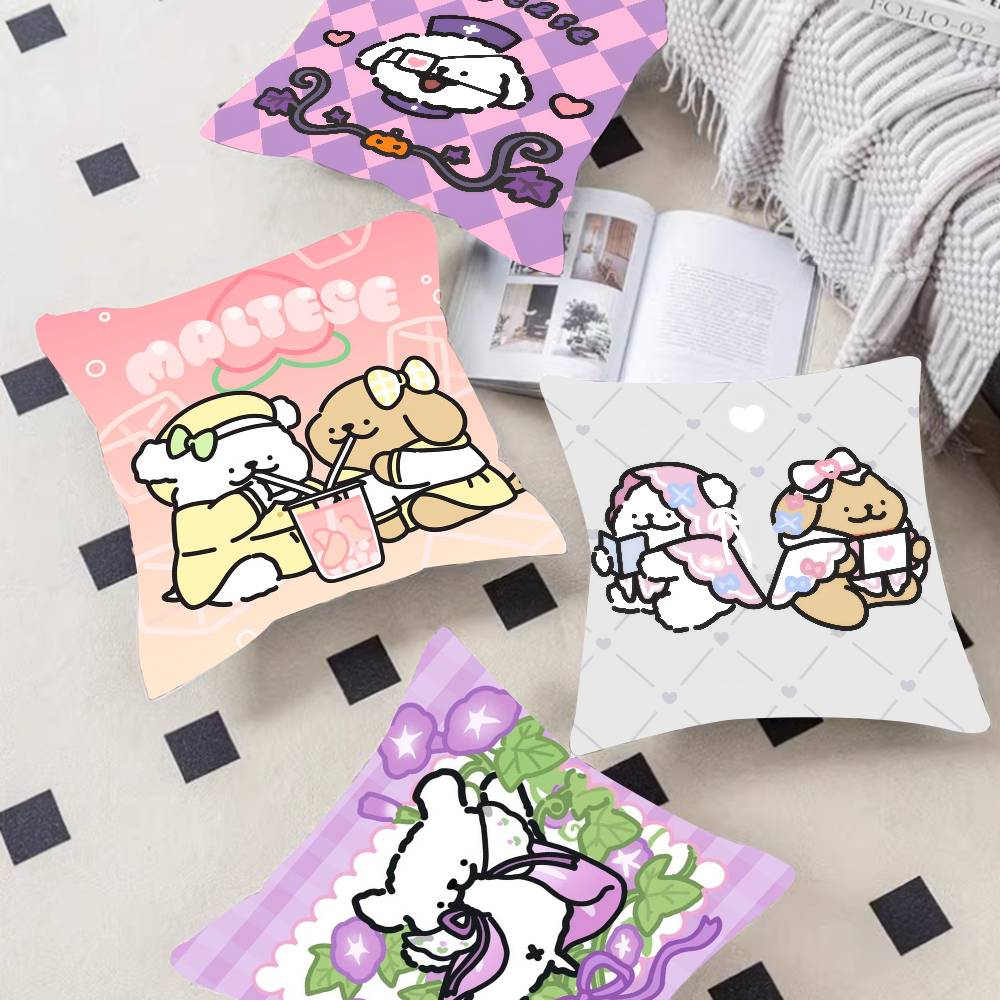 Cartoon Line Dog Pillow Gift Home Office Decoration Bedroom Sofa Car Cushion Cover Case 45X45