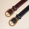 New Women's Belt Crocodile Pattern Cowhide Retro Pin Buckle Belt Fashionable Versatile Leather Belt for Women