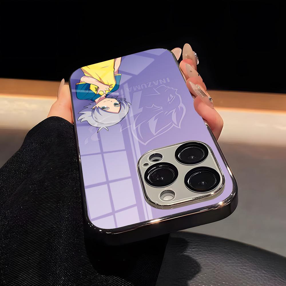 

Inazuma Eleven Series Phone Case Luxury Glass Phone Case For IPhone 17 16 15 14 13 12 11 Pro Max Plating Frame Cover iPhone 16 Pro Max