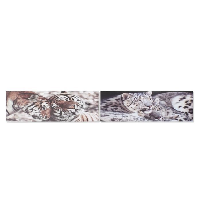 Cadre DKD Home Decor Pin Tigre Toile (2 pcs) (135 x 2.5 x 45 cm)