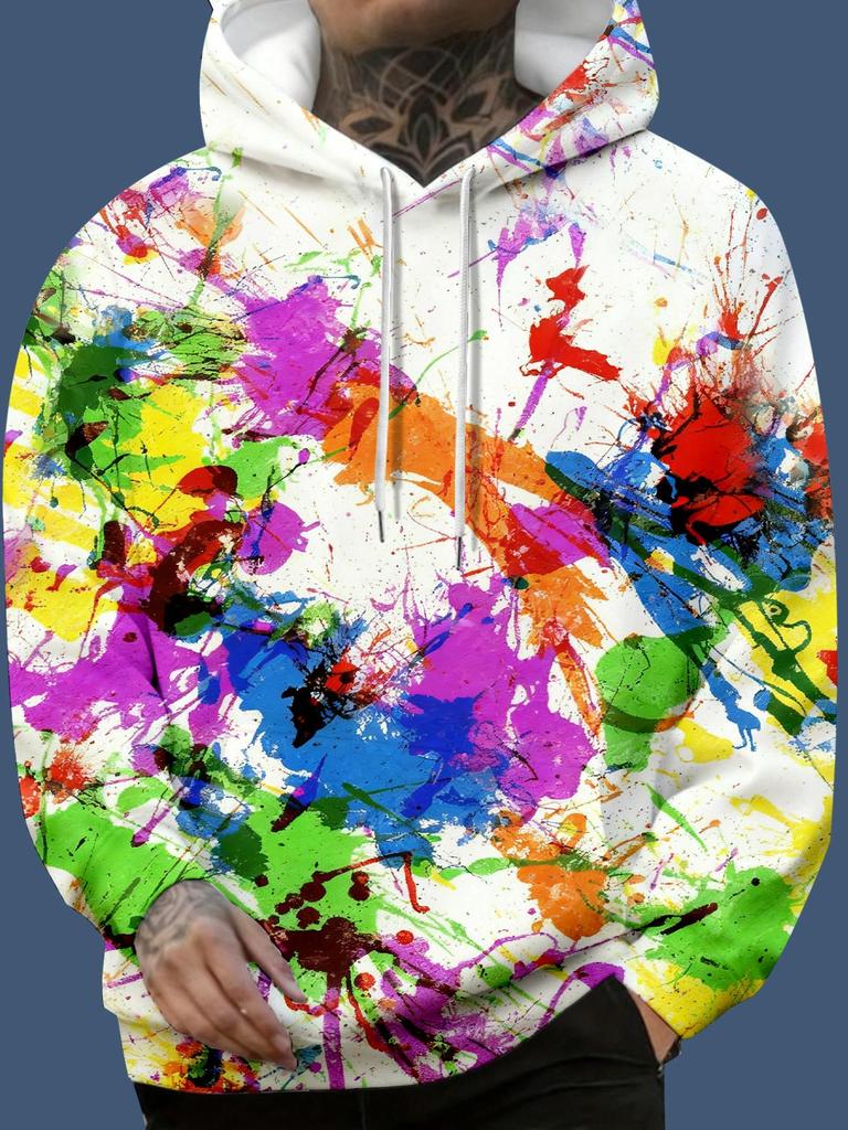Men'S Trendy Long-Sleeve Hooded Sweatshirt Featuring Drawstrings And Pockets, Blending Sporty Casual with Street Style, Adorned with High-Quality