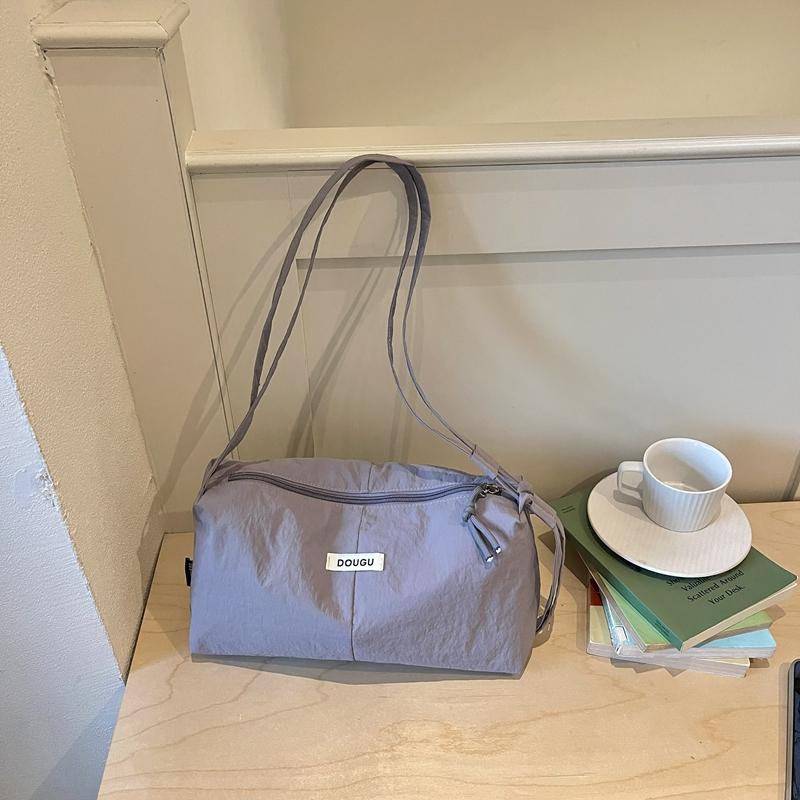 Casual Nylon Hobo Shoulder Bag with Zipper Closure Crossbody Purse for Women Daily Travel