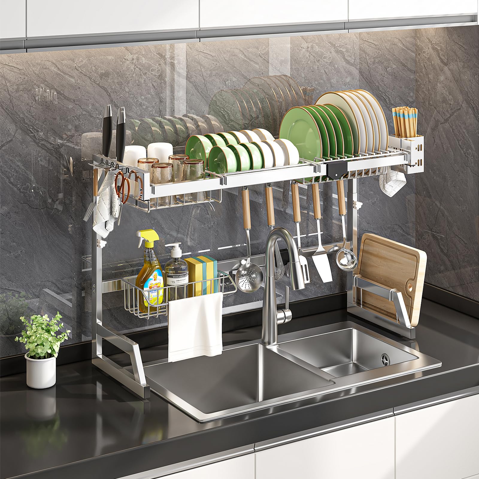 

SereneSol Dish Expandable Dish Dish Kitchen Dish Kitchen Dish Dish Drainer for a Tidy Dish Large Capacity Dish Drainer Over-the-sink Drainer, Drainer,