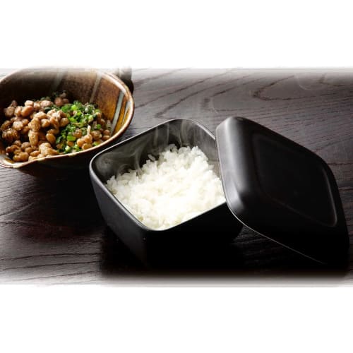 Santo Banko Ware Ohitsu (Ceramics), Black Glaze, Small, Square, 1 Pair, Made in Japan, 09747