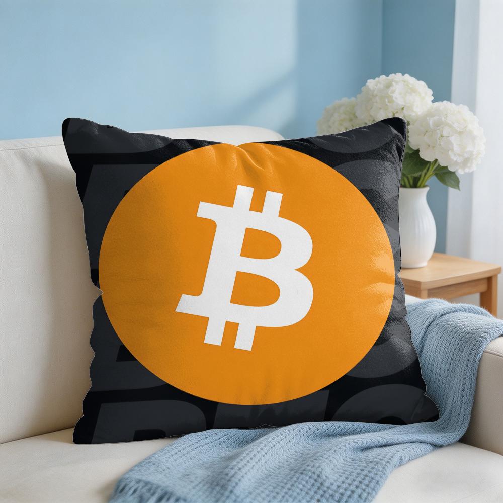 Bitcoin Btc Logo Cool Cushion Cover Square Pillow Bedroom Sofa Leisure Comfort Living Room Home Decoration X