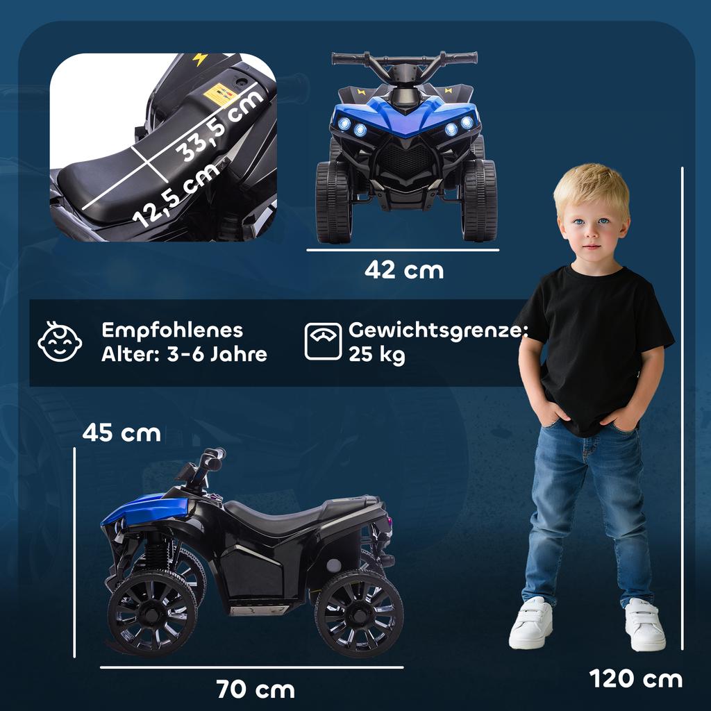 Kids Electric Quad 6V Kids Quad with Forward, Reverse Function, Music, LED Headlights Blue