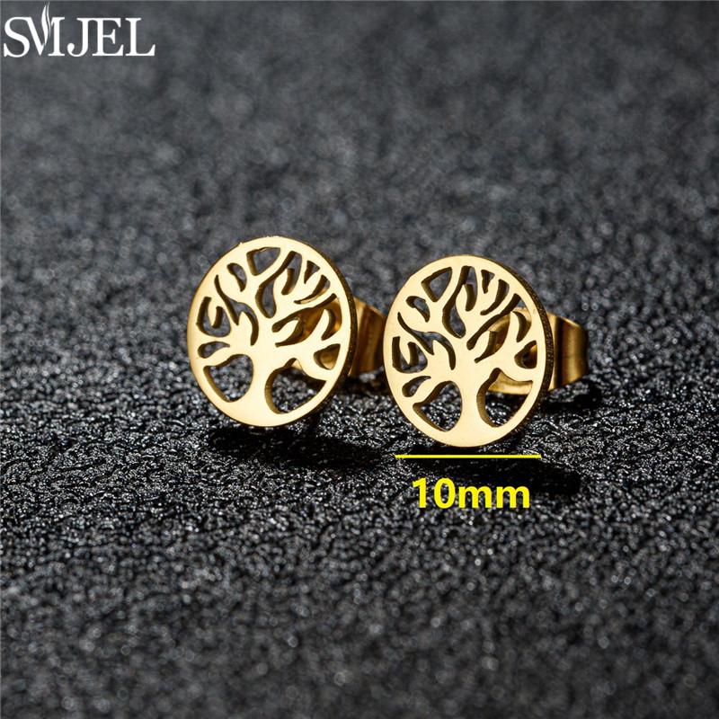 Vintage Tree of Life Stainless Steel Earrings for Women Fashion Norse Mythology Yggdrasil Jewelry World Peace Ear Studs Gift