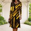 Women Plus Size Round Neck Long Sleeve Black Beige Leopard Printed A Line Dress