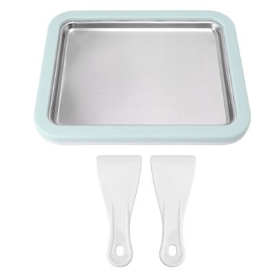 Rolled Ice Cream Maker Stainless Steel Instant Cold Pan Plate Homemade DIY Serve with 2 Spatula for