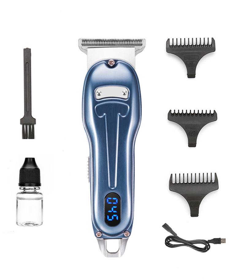All-Metal Rechargeable Electric Hair Clipper with LCD Display