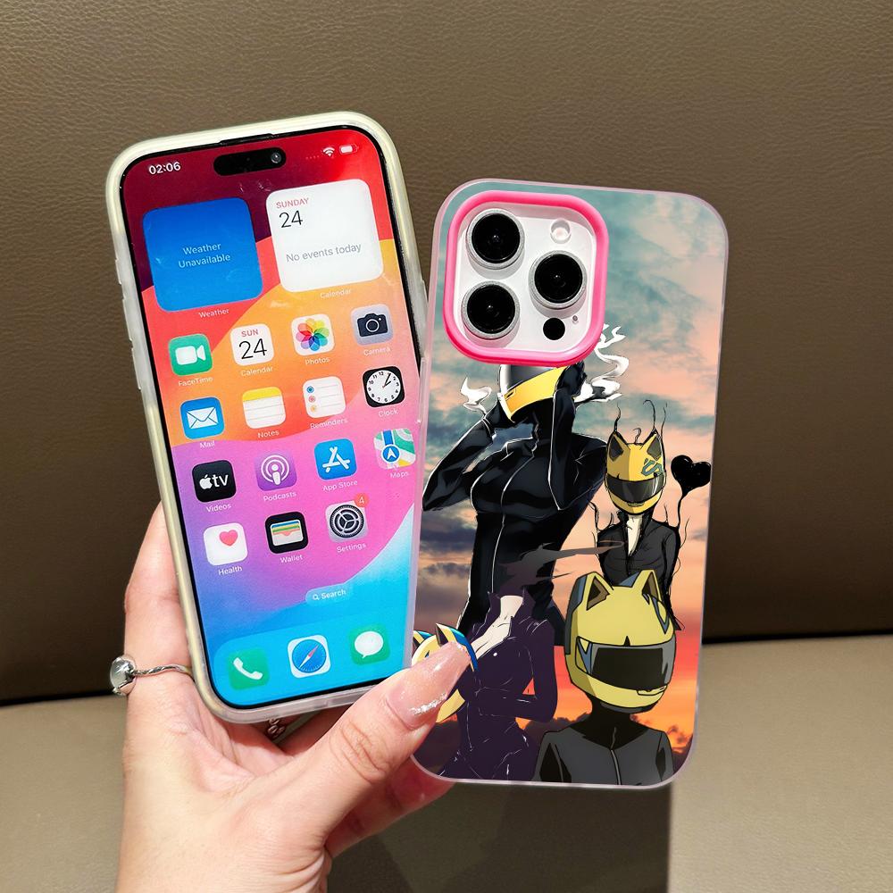 Anime Durarara Phone Case for iPhone 17 16 15 14 13 12 11 Air Pro Max Plus Jelly Double layer Rose Red Cover