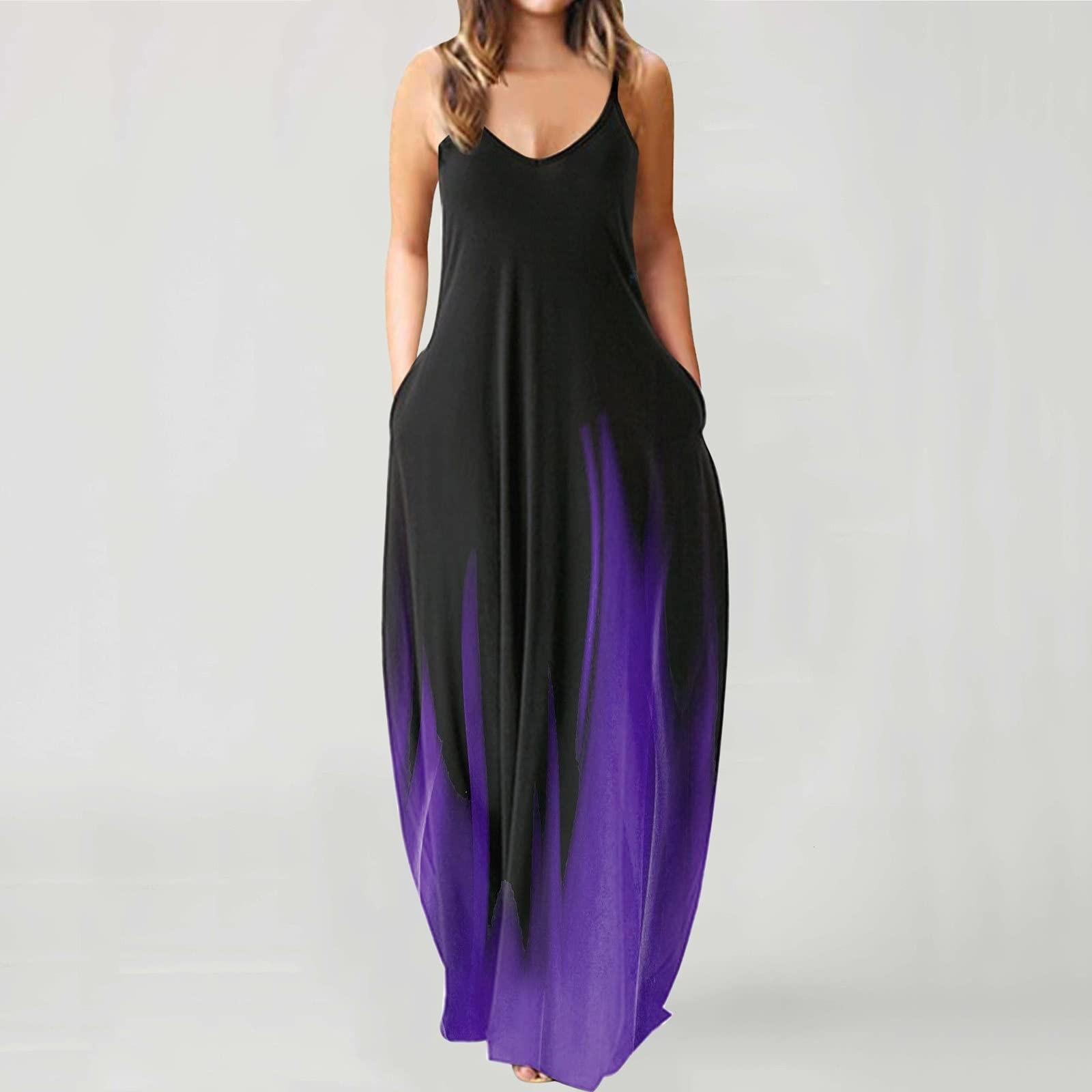 

(Куниде) Женское повседневное длинное платье с принтом на шнуровке и градиентным рендерингом XXXXXL фиолетовый