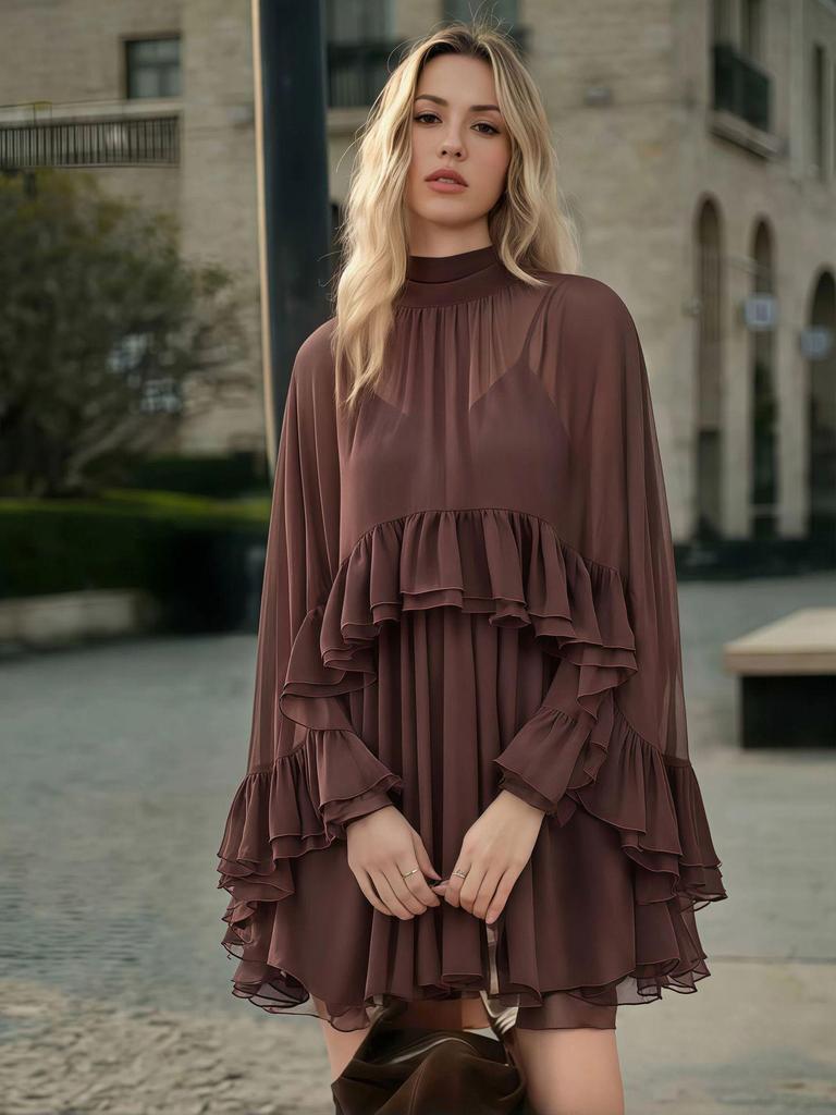 Elegant Spring/Summer Chiffon Dress & Camisole Two-Piece Set