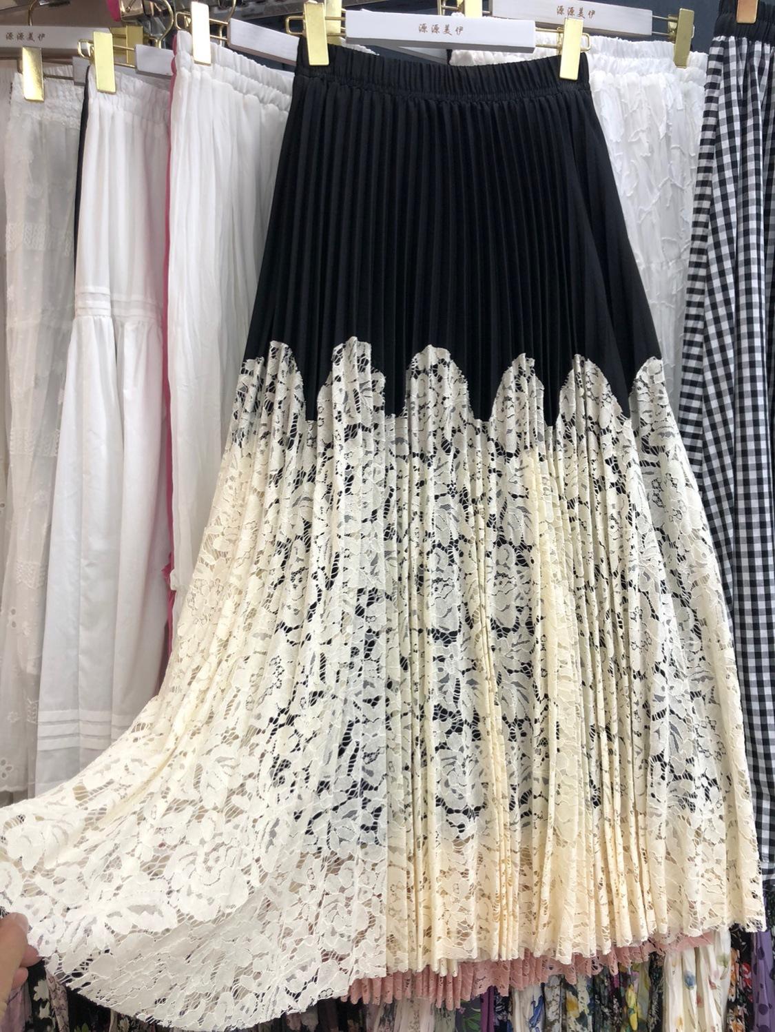 

Юбка-плиссе с кружевом ветровая отделка, подходящая по цвету юбка-маятник one size fits all абрикосовый