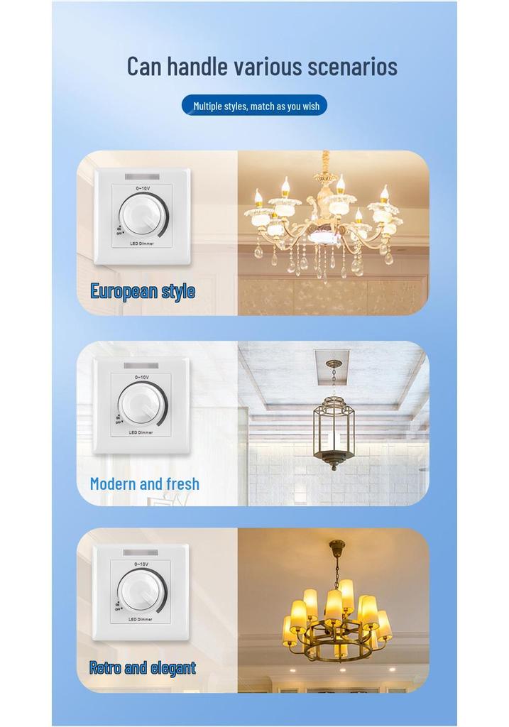 0-10V Stepless Dimmer for Single Color LEDs with Stable, Flicker-Free Operation