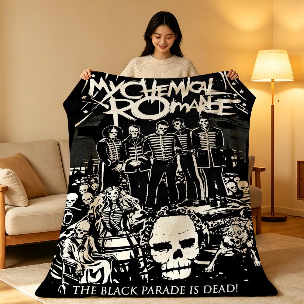 Band M-My C-Chemical R-Romance Throw High-Density Short Plush Blanket Soft Skin-Friendly for Sofa Nap Air-Conditioned Room