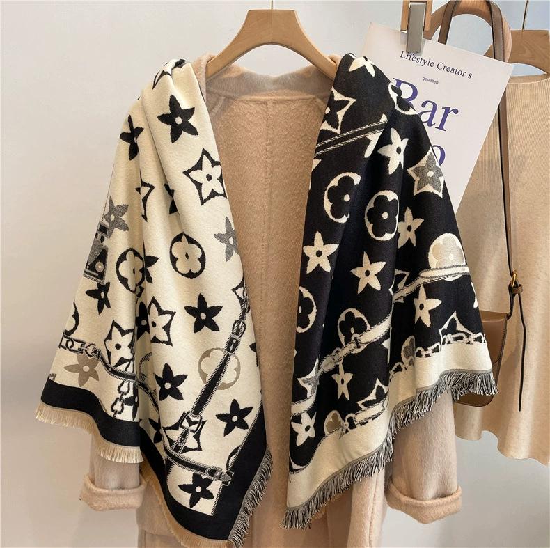 Women's High-Quality Wool Cashmere Scarf: Thick, Warm, Tassel Shawl for Autumn and Winter