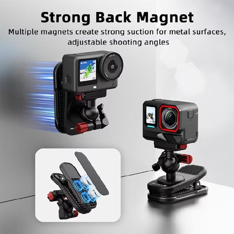 Magnetic Action Camera Bag Mount with Textured Grip, Adjustable Camera Holder for Hiking Updates, Cycling Video, Travel Use, and Daily Recording