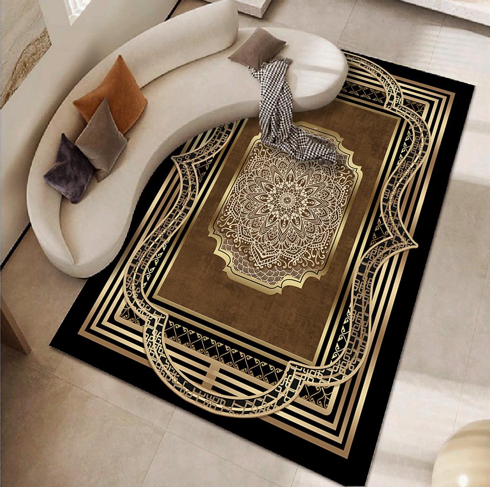 Luxury Black Marble Sofa Rug for Living Room European Large Area Non-slip Decoration Carpets Bedroom Study Tatami Soft Floor Mat