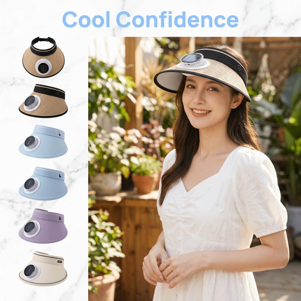 Wide Brim Outdoor Visor Hat Solar Powered Fan Beach Sunshade Hat Sun Hat with Fan Beach