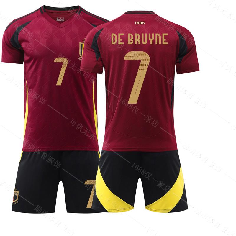 Football training jersey 2024 European Cup Belgium home jersey No. 7 De Bruyne football jersey 10 Lukaku 2 #16