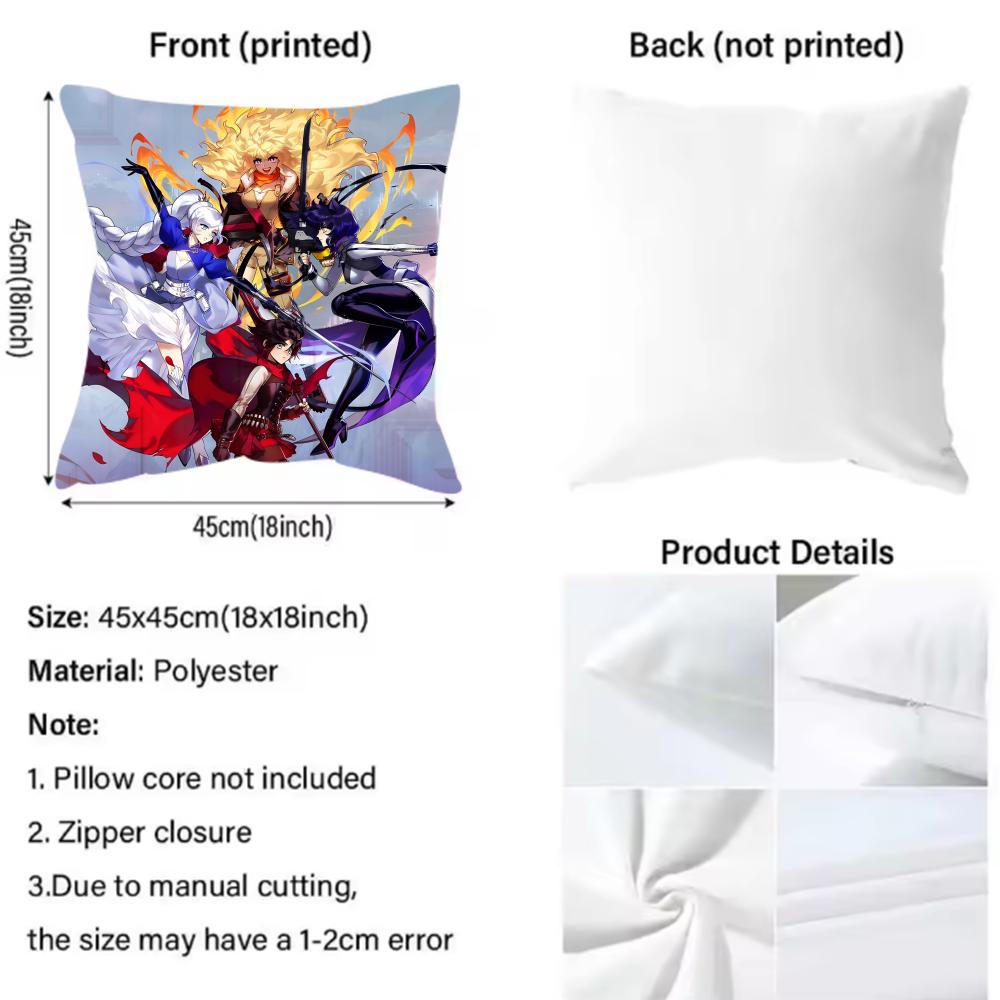 RWBY Cushion Cover Reversible Plush Pillow Cover – For Car, Sofa, Bedroom, Perfect As a Gift.