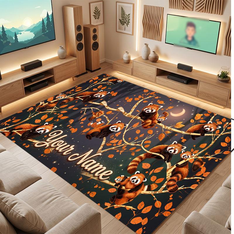 Animals Theme Crystal Velvet Floor Rug Personalized Custom Name Text Warm Carpet Home Decoration