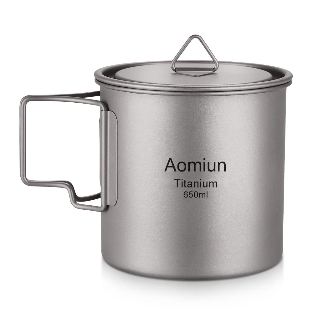 Aomiun Ultralight Titanium Cup Outdoor Portable 2PCS Cup Set 300ml 650ml Camping Picnic Water Cup