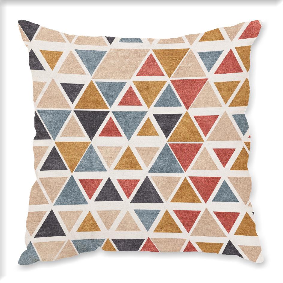 Nordic Ins Style Simple Pillow Lines Painted Geometric Tiles Plush Pillow Case Digital Printing Backrest Cover Quality