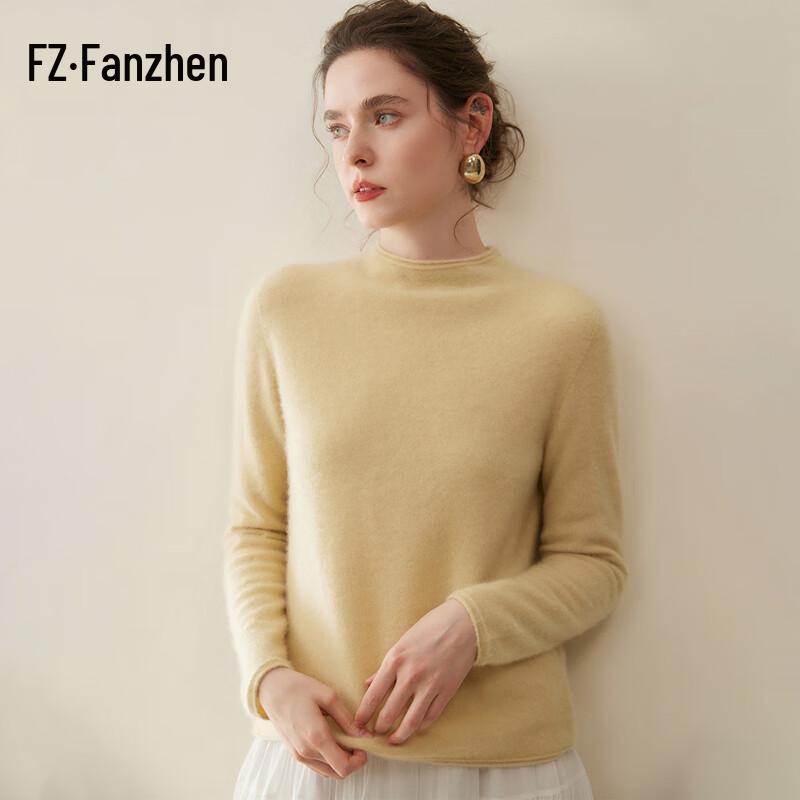 Fanzhen Women's 100% Cashmere Half-High Neck Sweater