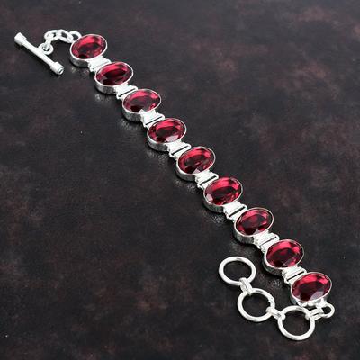 Pulsera de Turmalina Rosa Facetada Joyería de Piedras Preciosas Hecha a Mano Pulsera de Plata de Ley 925 Pulsera de Cadena Ajustable Joyería de Plata Para Regalos