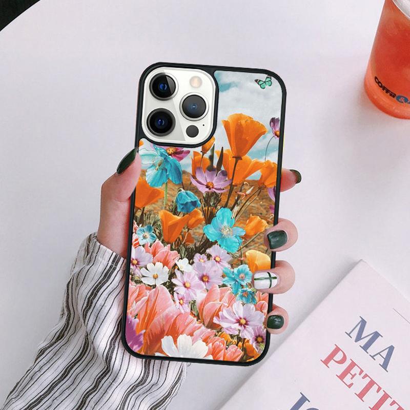 Oil Painting Boho Flower Art Phone Case For iPhone 17 Air 14 13 12 16Pro Max 15  Plus Cover Shell Max coque