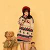 Womens Oversized Christmas Knit Sweater With 3D Fair Isle Loose Fit Round Neck Pullover Winter