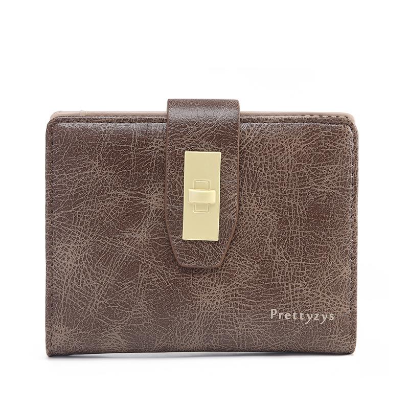 

Женский короткий кошелек в стиле ретро с простой пряжкой, большой вместимостью, для ежедневного использования, ручной зажим для крайней плоти коричневый