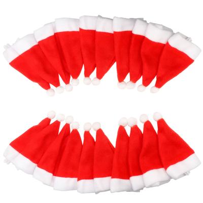 20 Stück Mini Weihnachtsmannmützen Weihnachtsminiaturornamente für DIY-Bastelarbeiten Feiertagsmesser Gabel Geschirr