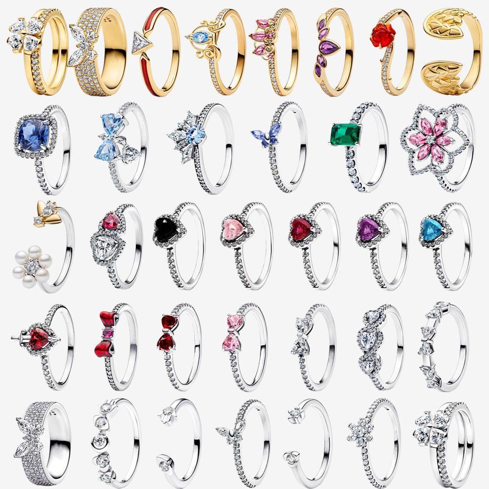 925 Sterling Silver Open Ring Style  Paved Heart Butterfly Flower Colorful Gemstone Ring For Women Daily Wear Jewelry Gift 2026