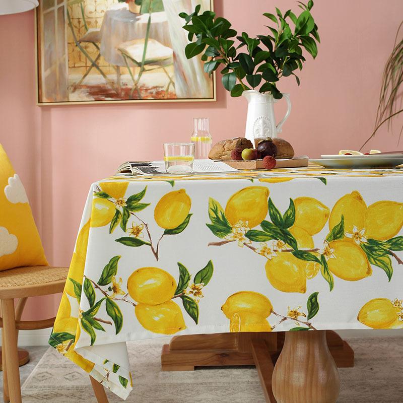 Lemon Tablecloth Decorative Rectangular Kitchen Dining Birthday Party Table Cover Tea Cloth Table Cover Waterproof Mantel Mesa