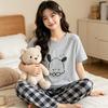 Summer new pajamas for women, INS lazy casual style, suitable for outerwear, Pachaco short-sleeve long pants, homewear set