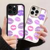 JT437 Purple Lipstick Kisses for iPhone 17 16 15 14 Pro Max Samsung S26 S25 Ultra A17 A07 A56 A16 A14 Xiaomi 15T Redmi 15c Note 14 Soft Case