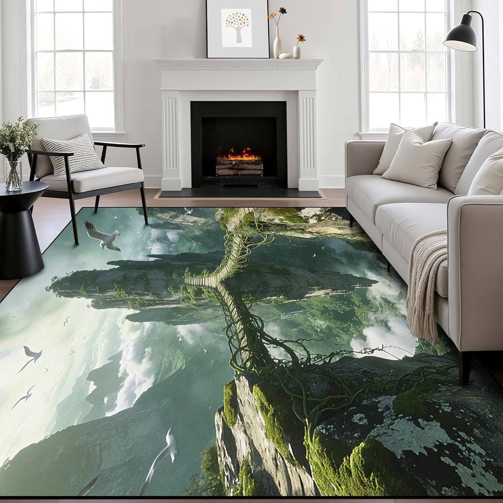 3D Optical Illusion Stone Stair Rug,Non-Slip Floor Mat for Bedroom Living Room Unique Visual Effect Carpet for Home Office Decor