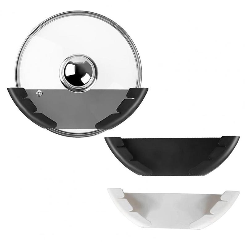 Universal Pot Lid Organizer For Cabinet Pot Rack Wall Mounted Self Adhesive Punch Free Pan Lid Storage Holder Kitchen Organizer