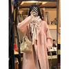 Pink Woolen Coat Women's Autumn and Winter New Woolen Coat Hepburn Wind Little Korean Department