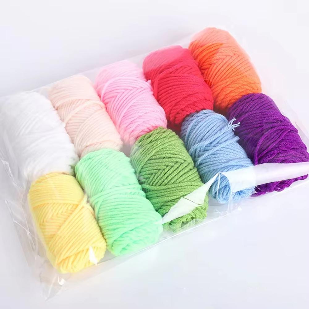 

10 Colors Wool Yarns Wool Roll Cotton Blended Yarn Handmade For Craft Tools Set for DIY Embroidery Starter Woven Tool