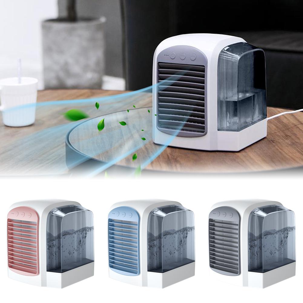 Summer New Style Water-Cooled Fan Portable Air Conditioner with Dynamic Ice Mist Technology Mini Household Desktop Fan