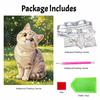 Cute Cat Pearl Pattern 5D Pearl Painting Kit with Frame DIY Sparkling Bead Canvas Art Relaxing Craft for Girls Room Decor Handmade Wall Gift