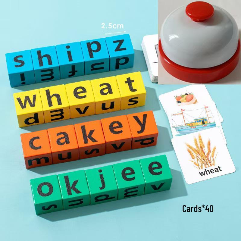 Early Childhood English Alphabet Spelling Board Game - Educational Wooden Blocks for Learning