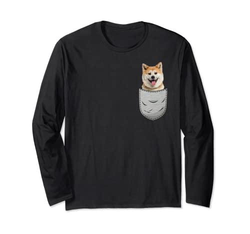 Akita Inu Ken Japanese Chest Pocket Dog Owner Long Sleeve T-Shirt